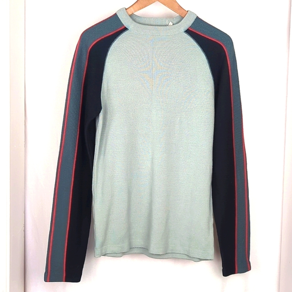 VINTAGE Silton Men's Gray Black Red Wool Raglan Sweater